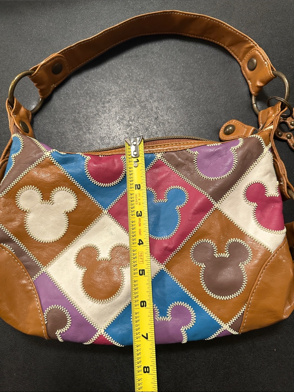 Disney Multicolor Mickey Mouse Shoulder Bag - Tan Trim - Picture 8 of 9